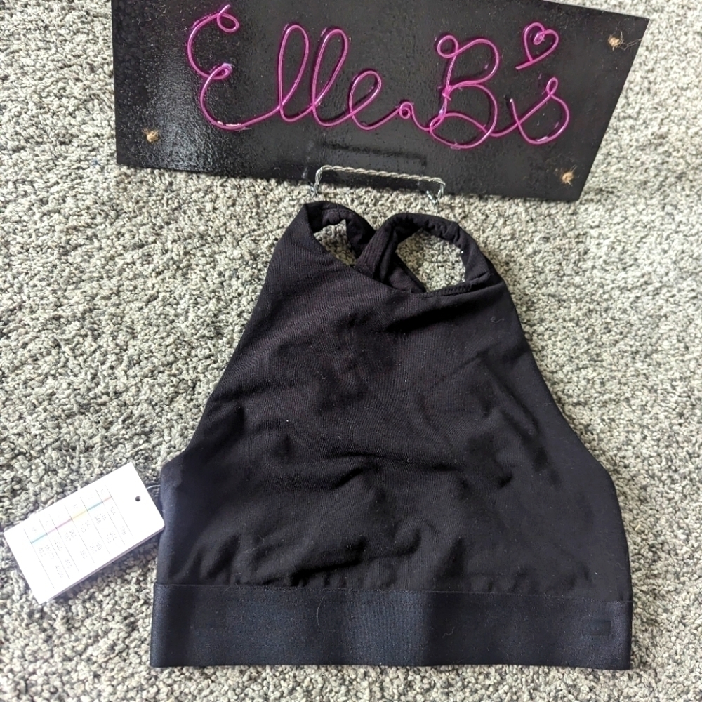 NWT Auden Black High Neck Cross Back Bra XS